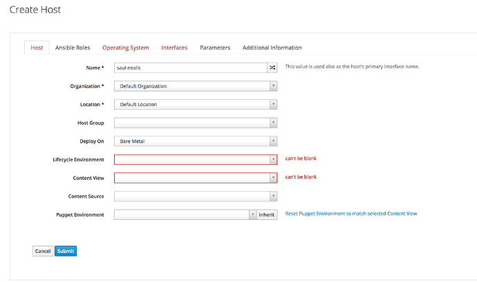 create host mandatory fields