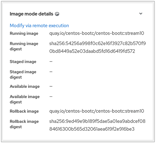 Host details page - Image mode details